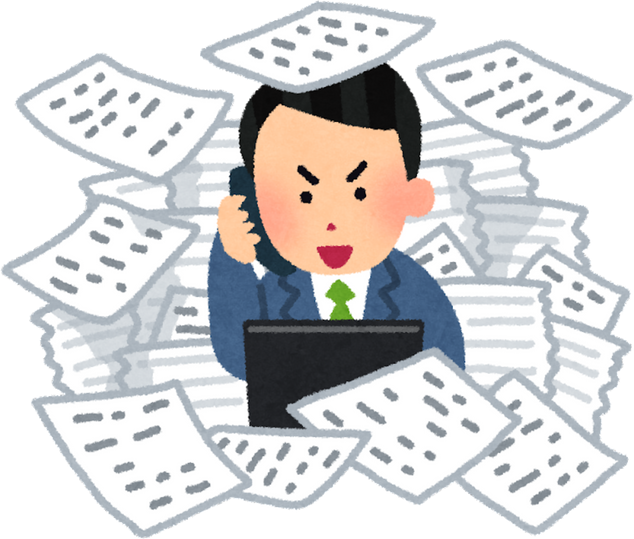 Illustration of Overwhelmed Office Worker Multitasking