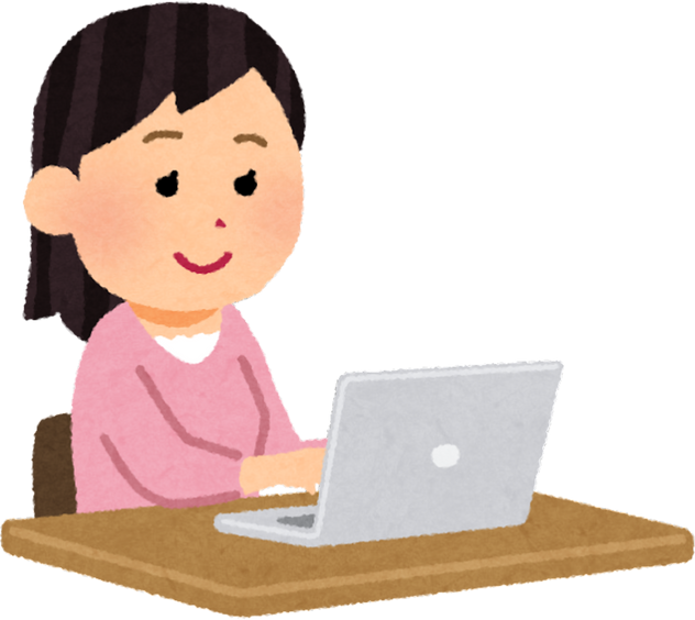 Watercolor Illustration of Young Woman Using Laptop