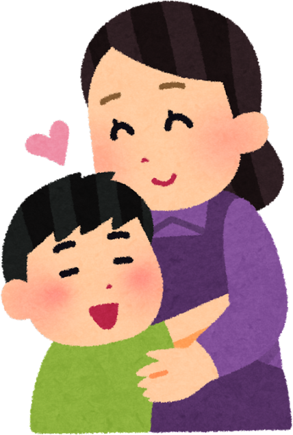 Illustration of a Young Boy Hugging His Mother